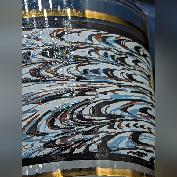 3 Retro Anchor Hocking 1988 Swirl Colorful with Gold Tone Band Drinking Glasses - Picture 5 of 7